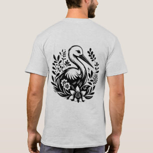 Kranich-Blumen-T-Shirt   Elegantes Vogel-Grafik-T- T-Shirt