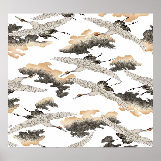 Kranich im japanischen Stil: elegantes Design. Poster (Vorne)