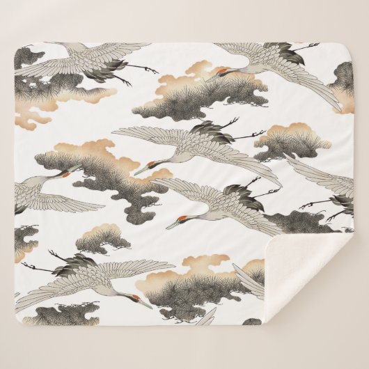 Kranich im japanischen Stil: elegantes Design. Sherpadecke (Vorderseite (Horizontal))