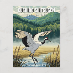 Kranich im Kushiro-Shitsugen-Nationalpark-Reise Postkarte