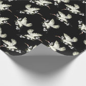 Kranich-Kimono-Tradition Schwarz-weiß Geschenkpapier (Ecke)