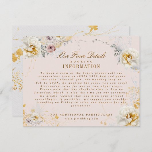 Kranich-Kranz-Hochzeitsboho Begleitkarte (Vorne/Hinten)