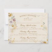 Kranich-Kranz-Hochzeitsboho RSVP Karte (Vorderseite)