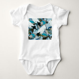 Kranich & Lotus: Abstrakter Vintage-Stil Baby Strampler