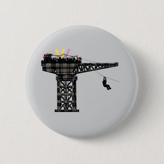Kranich-Party Finnieston Kranich Schottischer Humo Button (Vorderseite)
