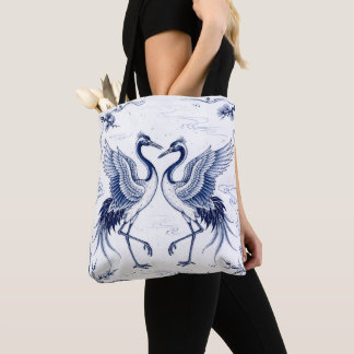 Kranich-Tanz Japanischer Imari-Ware-Stil Blau Weiß Tasche