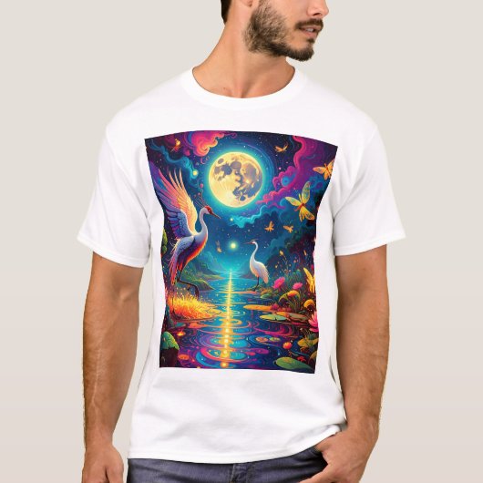 Kranich- und Libellen-Duett T-Shirt (Vorderseite)