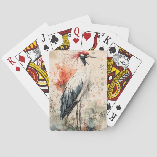 Kranichblüten-Tuschewaschung (1) Spielkarten (Rückseite)