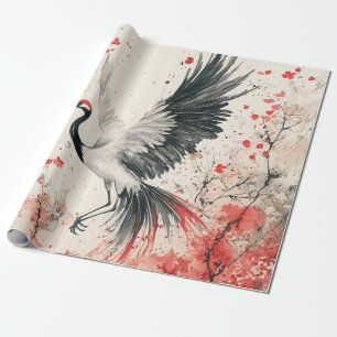 Kranichblüten-Tuschewaschung (2) Geschenkpapier