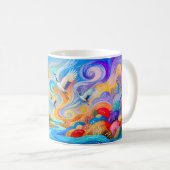 Kraniche, die im Wind und thermischen Aufwind aufs Kaffeetasse (VorderseiteRechts)