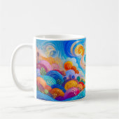 Kraniche, die im Wind und thermischen Aufwind aufs Kaffeetasse (Links)