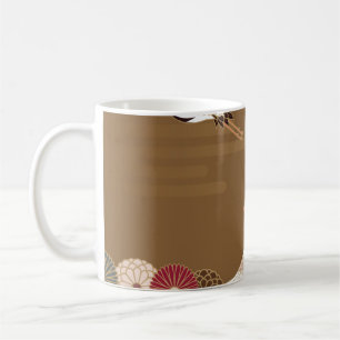 Kraniche und Chrysanthemen Japanisches traditionel Kaffeetasse