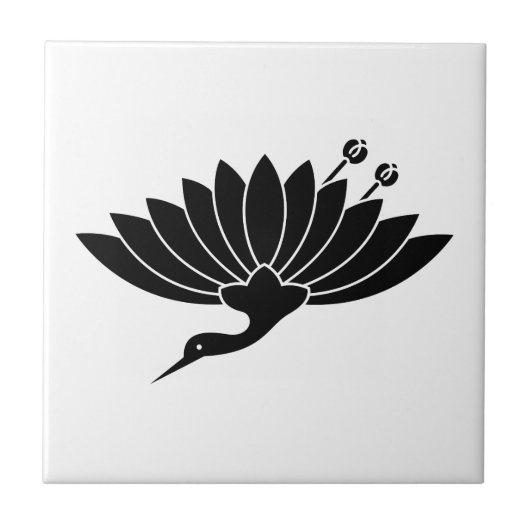 Kranichförmige Chrysantheme Fliese (Vorderseite)