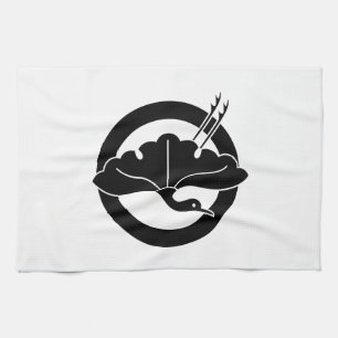 Kranichförmiges Ginkgoblatt auf Kreis Geschirrtuch