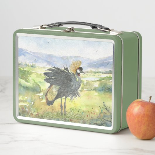 Kranichkranich, handgemalt metall brotdose (Beispiel)