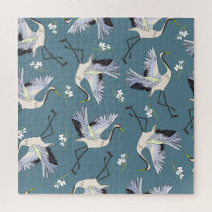 Kranichmuster, Illustration fliegender Vogel. Puzzle