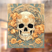 Kranium und pfirsichfarbene Rose Jugendstil Fensteraufkleber (Blatt 2)