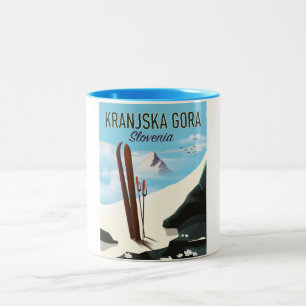 Kranjska Gora Slowenien Skiplakat Zweifarbige Tasse