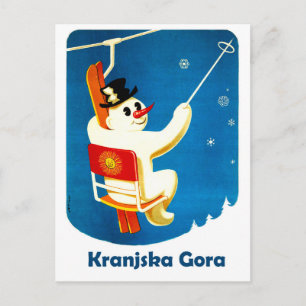Kranjska Gora, Slowenien, Snowman auf dem Skilift Postkarte