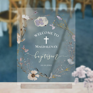 Kranke delikater Wildblumen Begrüßung Acrylschild