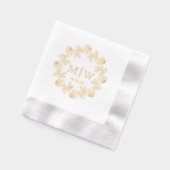 Kranke der Rose Zwei erste Hochzeitmonogramm CO Servietten Mit Folie (Links)