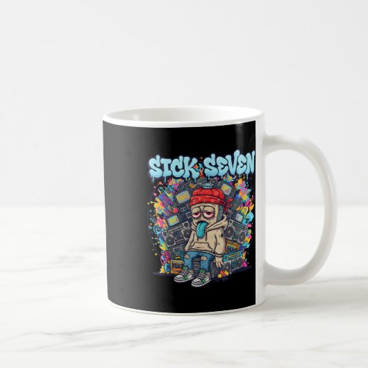 Kranke Sieben 67 Graffiti-Meme Sechs Sieben Spaß-S Kaffeetasse (Rechts)