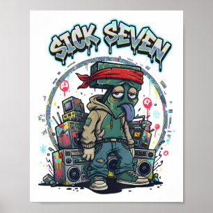 Kranke Sieben 67 Graffiti-Meme Sechs Sieben Spaß-S Poster