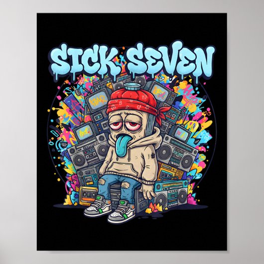 Kranke Sieben 67 Graffiti-Meme Sechs Sieben Spaß-S Poster (Vorne)
