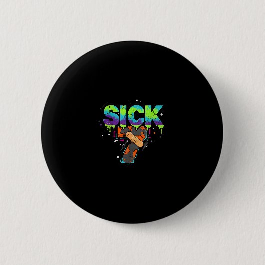 Kranke Sieben Meme Graffiti Tropf Spaß Wortspiel  Button (Vorderseite)