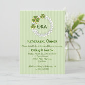 Kranke und Initialen Hochzeitsessen Probe Einladung (Stehend Vorderseite)