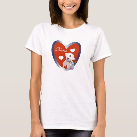 Krankenbär mit Herz-T - Shirt und Geschenken (Vorderseite)