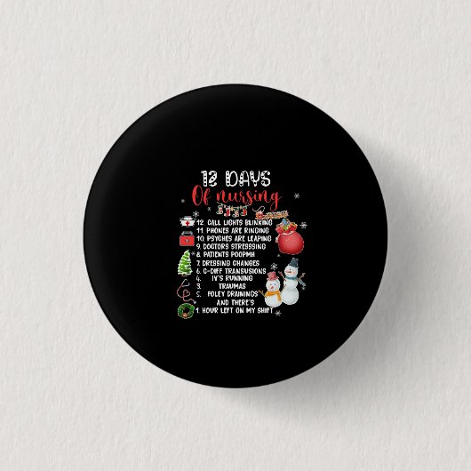 Krankengeschenk 12 Tage Krankenpflege Button (Vorderseite)