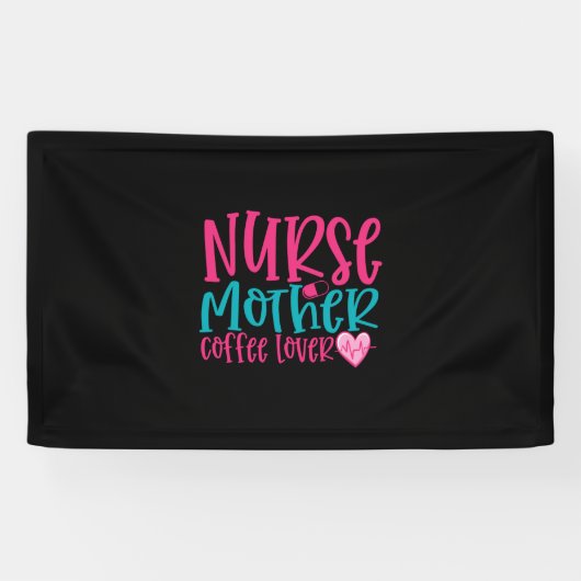 Krankengeschenk Krankenschwester Mutter Kaffee Lov Banner (Horizontal)