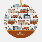 Krankenhaus, Feuer, Polizei Stadtmuster Weihnachte Keramik Ornament (Vorne)