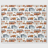 Krankenhaus, Feuer, Polizeistadtmuster für Kinder Geschenkpapier (Flach)