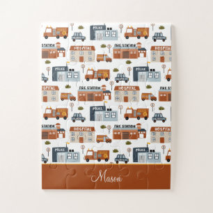 Krankenhaus, Feuer, Polizeistadtmuster für Kinder Puzzle