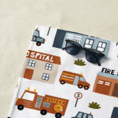 Krankenhaus, Feuer, Polizeistadtmuster für Kinder Strandtuch (Beispiel)