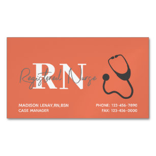 Krankenhaus für Krankenpflege Coral Orange Stethos Magnetische Visitenkarte
