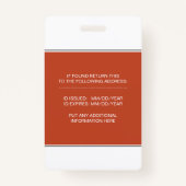 Krankenhaus RN Mitarbeiter caduceus terracotta Fot Ausweis (Rückseite)