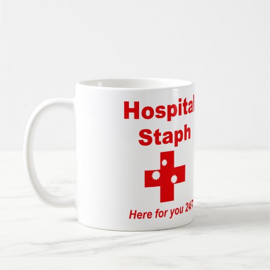 Krankenhaus-Staphylo (rot u. weiß) Kaffeetasse (Links)