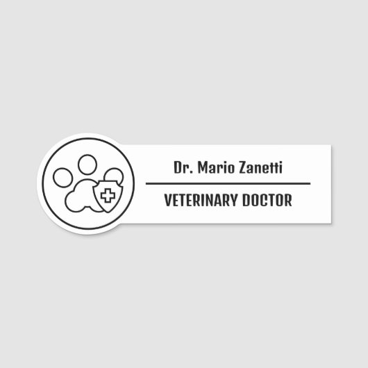 Krankenhaus und Klinik für Veterinärmedizin Name T Namensschild (Vorderseite)