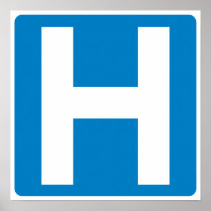Krankenhaus-Zonen-Landstraßen-Zeichen Poster