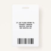 Krankenhausangestellte Medizinisches ID-Abzeichen Ausweis (Rückseite)
