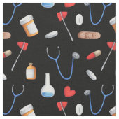 Krankenhausausstattung Gemustert Schwarz Blau und  Stoff (Nahaufnahme)