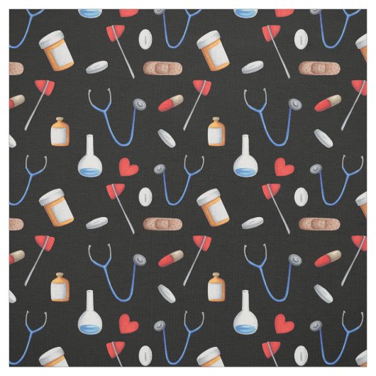 Krankenhausausstattung Gemustert Schwarz Blau und  Stoff (Muster)