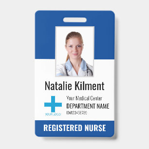 Krankenhausmitarbeiter Foto Name Logo Blau Schwarz Ausweis