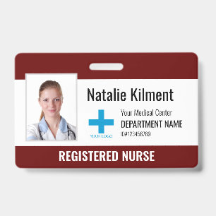 Krankenhausmitarbeiter Foto Name Logo Dunkelrot Sc Ausweis