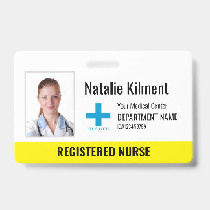 Krankenhausmitarbeiter Foto Name Logo Gelb und Wei Ausweis