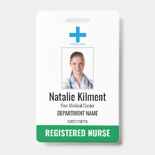 Krankenhausmitarbeiter Foto Name Logo Grün und Wei Ausweis