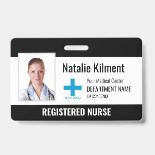 Krankenhausmitarbeiter Foto Name Logo Schwarz und  Ausweis